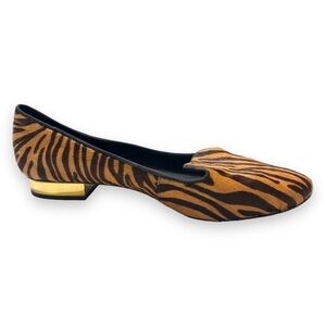 Schutz Loafers Animal Print Calf Hair Size 6B Tiger Flats